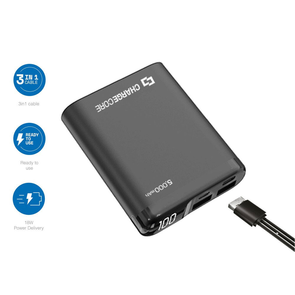 Laser 5000mAh Power Bank Usb-c/usb-a Phone/Mobile Charger w/LED Display Black — image 5
