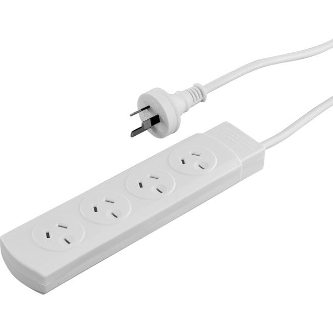 Doss 4-Way 2400W Powerboard 4 Outlets 1m Power Cord w/ Overload Protection WH (2 Pack) — image 2