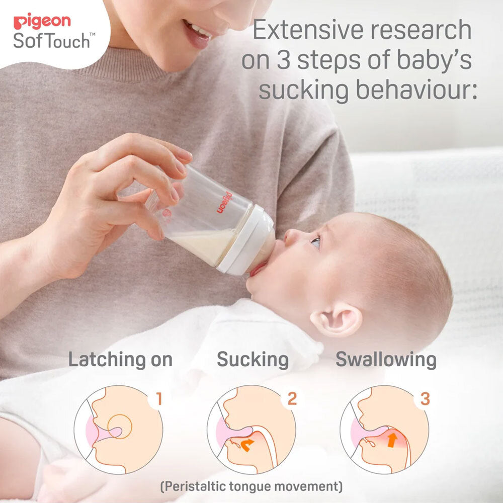 Pigeon Triple Pack Pigeon Softouch III Peristaltic Plus Baby/Newborn Bottles 6m+ — image 3
