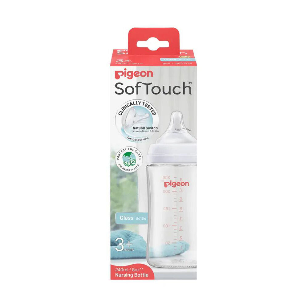 Pigeon 240ml Softouch Glass Nursing Bottle Baby Feeding Container 3m+ (2 Pack) — image 2