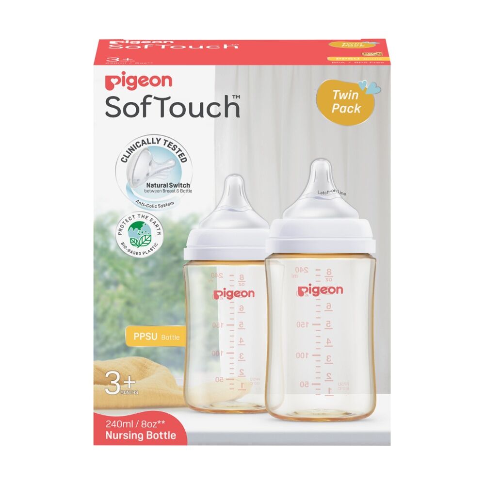 Pigeon Softouch BPP Baby Bottle PPSU Anti-Colic 240ml 3m+ (2 Pieces)
