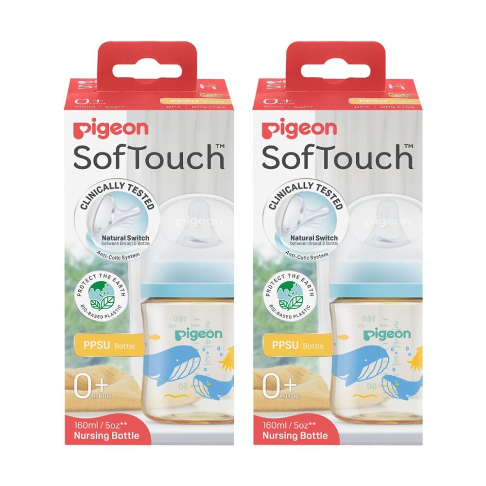 Pigeon Softouch BPP Nursing Baby Bottle PPSU Ocean Dive 160ml 0m+ (2 Pack)