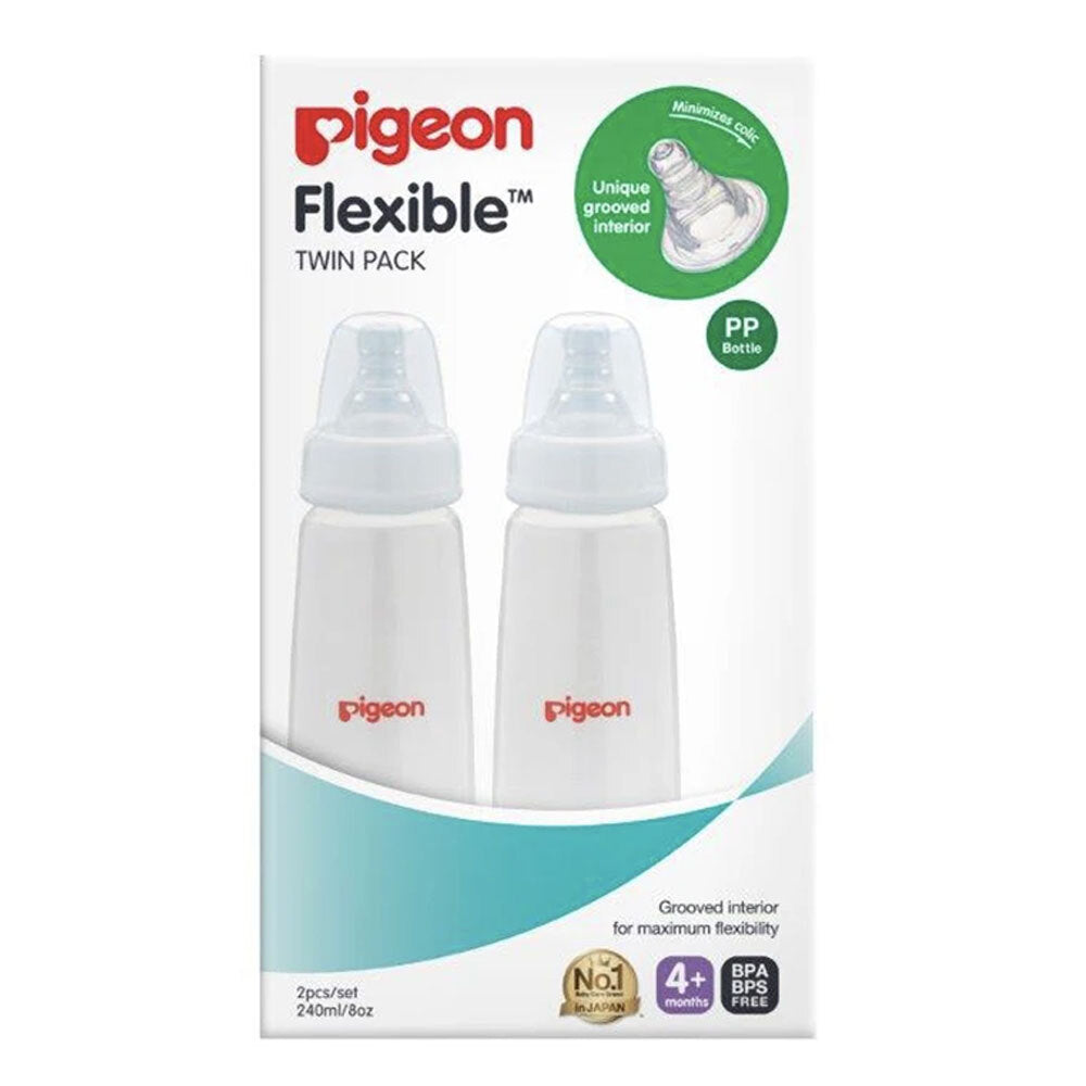 Pigeon 240ml Flexible Slim Neck PP 4m+ Bottles Baby Feeding Bottle Twin Pack (4 Pack) — image 3