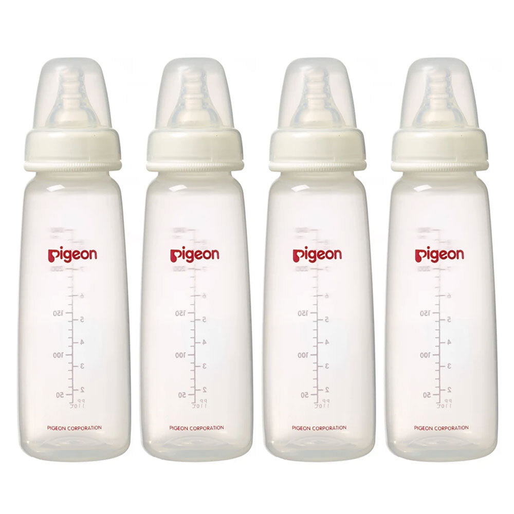 Pigeon 240ml Flexible Slim Neck PP 4m+ Bottles Baby Feeding Bottle Twin Pack (4 Pack)