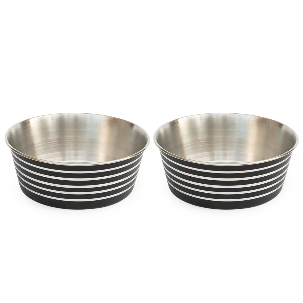 Superior Pet Goods Superior Pet Essentials Heavy Base Pet/Dog/Cat Food Bowl Matte Black 17cm (2 Pack)