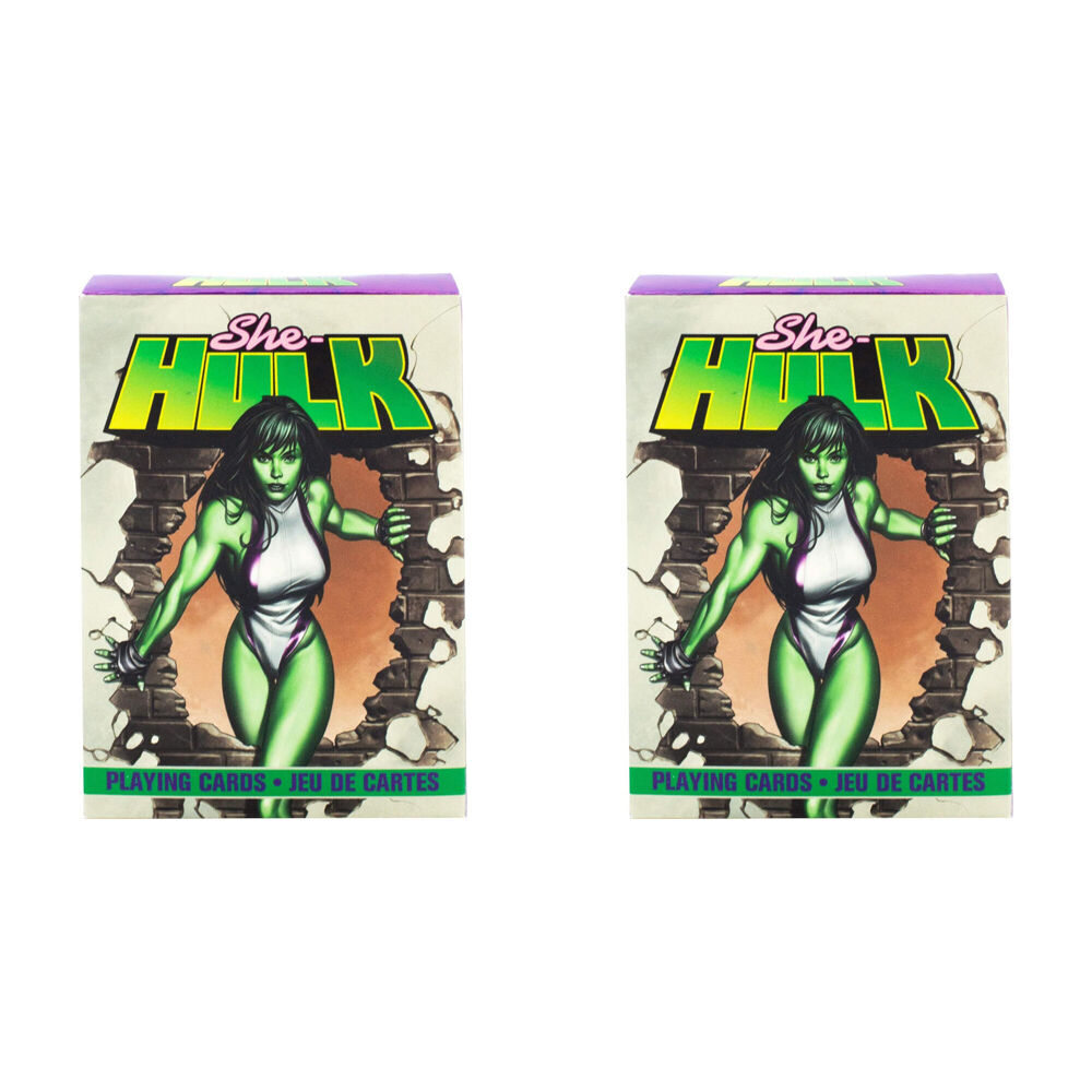 Aquarius Marvel She-Hulk Playing Cards Superhero Card Deck 6.35x8.89cm 14y+ (2 Pack)