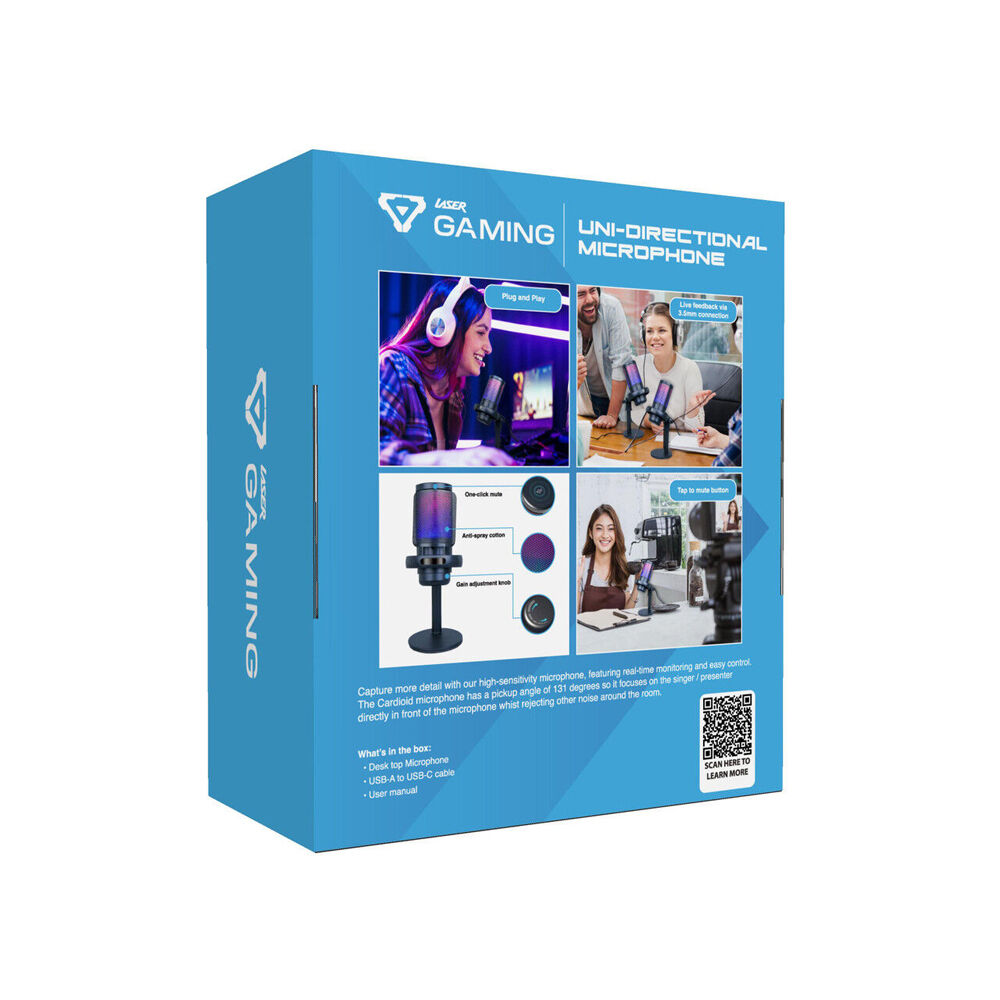 Laser Gaming RGB Lighting Streaming Microphone w/ Headphone Jack & Pop Filter — image 5