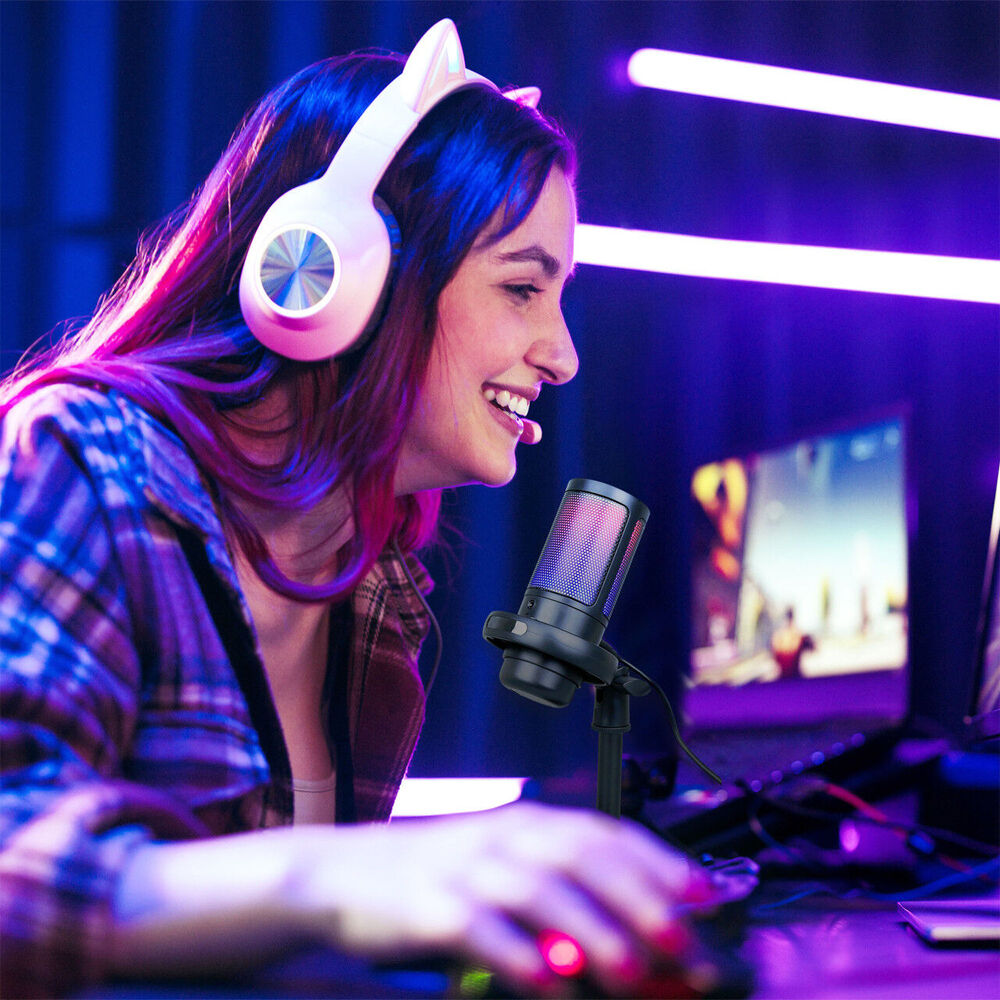 Laser Gaming RGB Lighting Streaming Microphone w/ Headphone Jack & Pop Filter — image 6