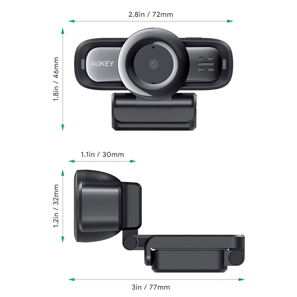 Aukey Stream Series 30fps Autofocus 1080p Webcam for PC/Laptop Computer Black — image 2