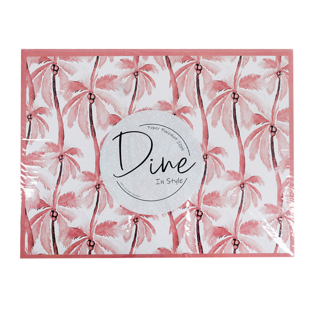 LVD 40x30cm Paper Placemat Dining Table Protector/Home Tableware Decor Palms (20 Pieces)