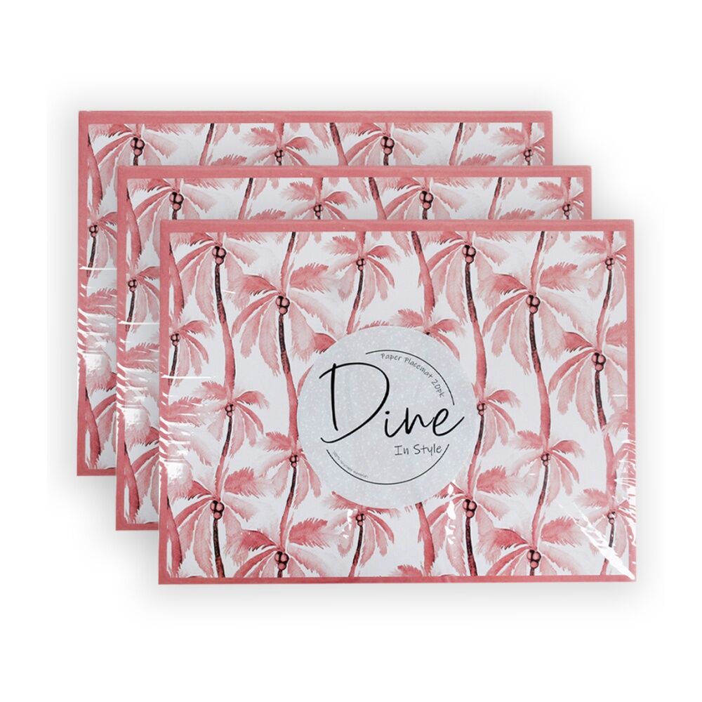 LVD 40x30cm Paper Placemat Dining Table Protector/Home Tableware Decor Palms (60 Pieces)