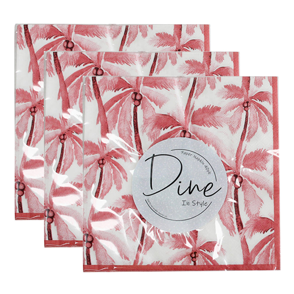 LVD Square 33cm Paper Napkin Tableware Dinner Party Table Decor Palms Pink (120 Pieces)
