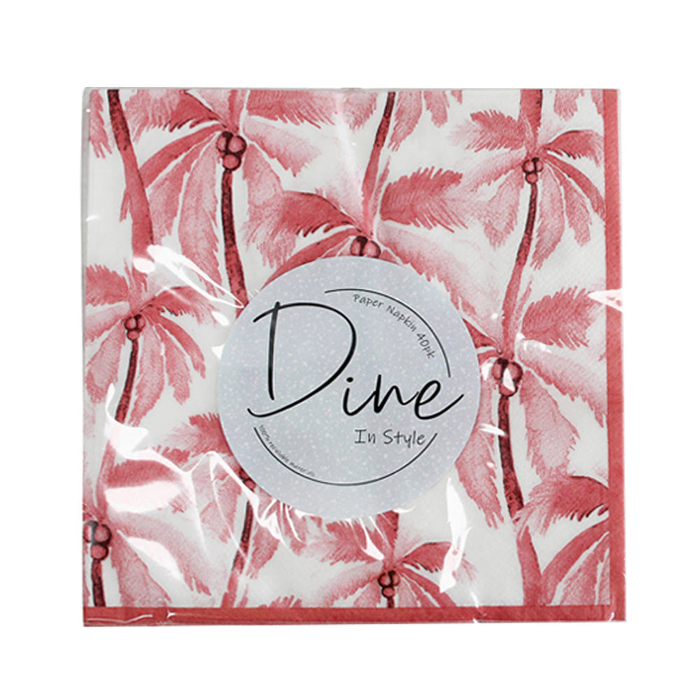 LVD Square 33cm Paper Napkin Tableware Dinner Party Table Decor Palms Pink (120 Pieces) — image 2