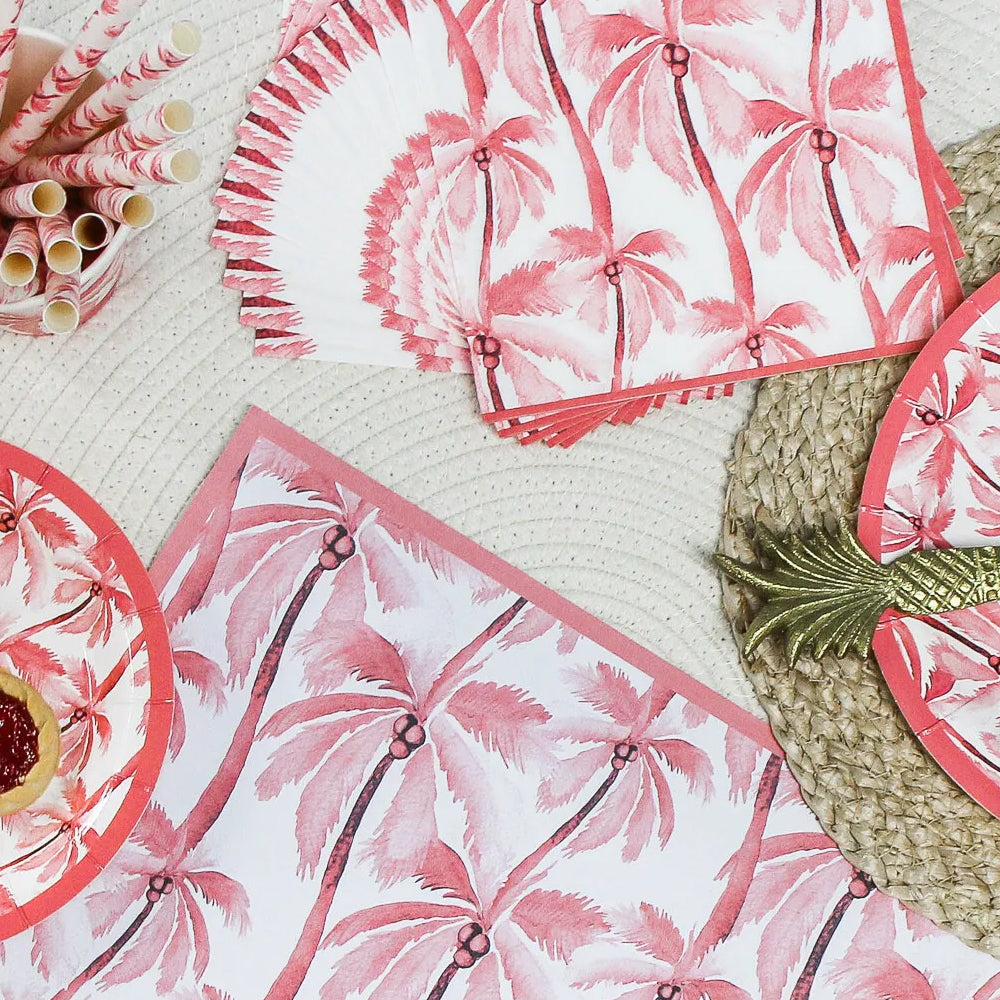 LVD Square 33cm Paper Napkin Tableware Dinner Party Table Decor Palms Pink (120 Pieces) — image 4