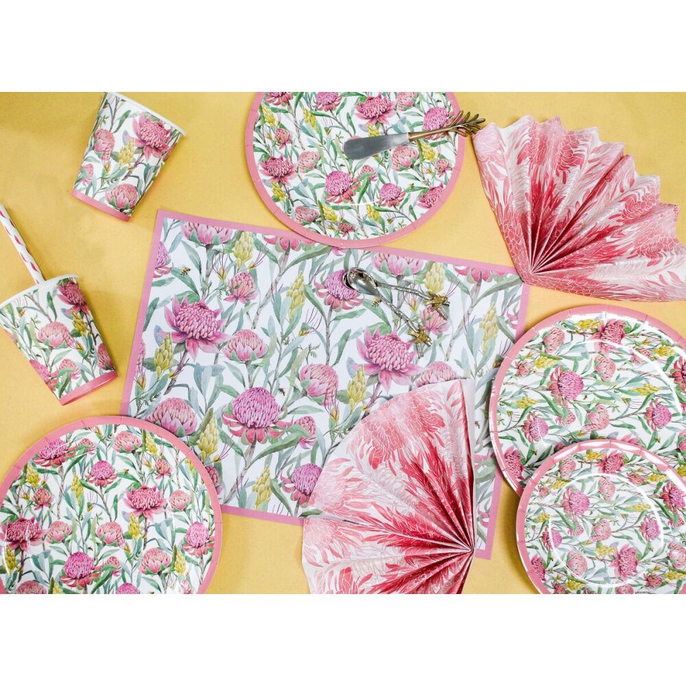LVD Round 11cm Disposable Paper Cup Dinner Party Drinkware Natives Floral Pink (60 Pieces) — image 3