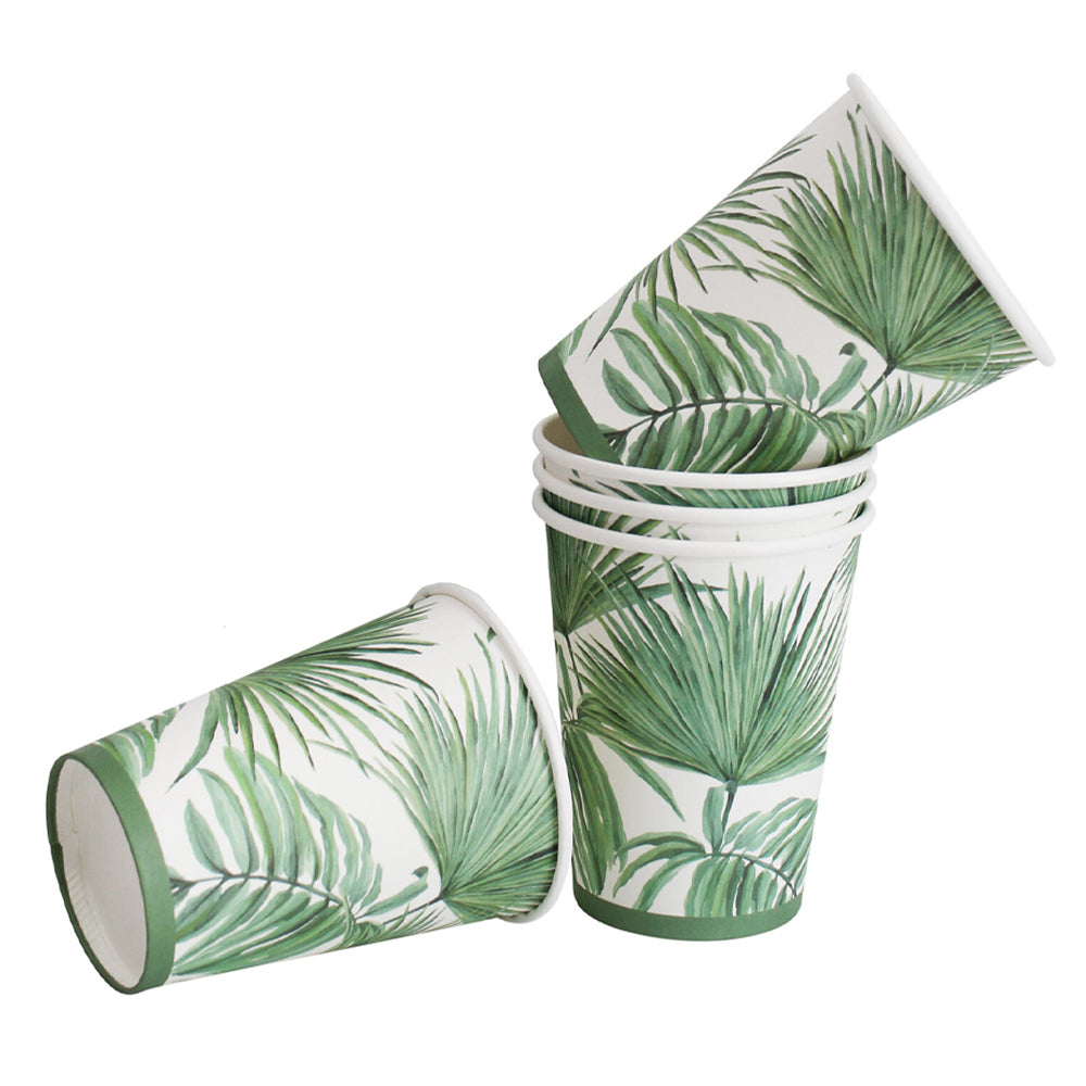 LVD Round 11cm Disposable Paper Cup Dinner Party Drinkware Tropics Trees Green (20 Pieces)