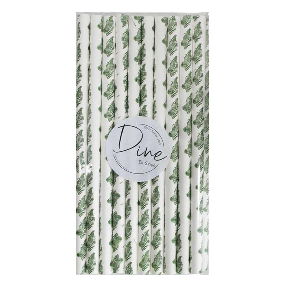 LVD Disposable 20cm Paper Drinking Straw Picnic/Party Drinkware Tropics Green (20 Pieces)