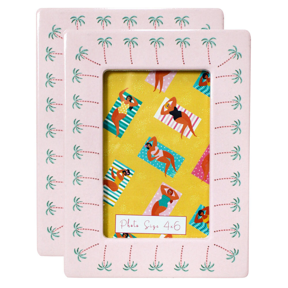 LVD Ceramic/MDF 6x4" Photo Picture Frame Display Home Room Decor Funky Palm (2 Pack)