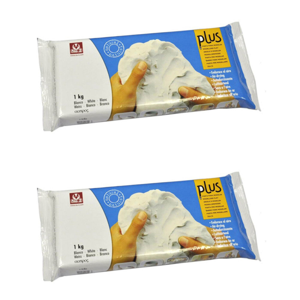 Sio-2 Plus Economy Self-Hardening Air-Dry Sculpting Clay 1kg Natural White (2 Pack)