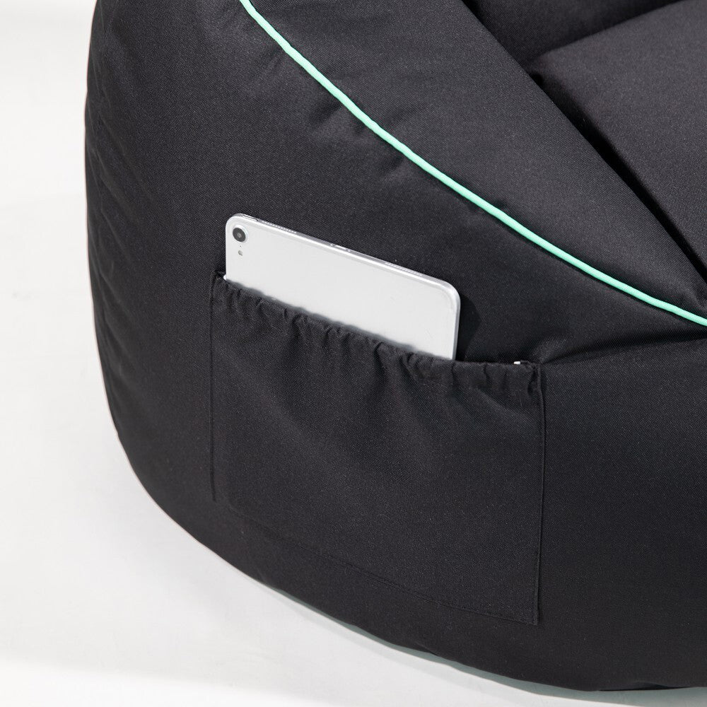 Laser Gaming Fabric Bean Bag Sofa/Chair w/ Headphone Strap & Side Pocket Black — image 3