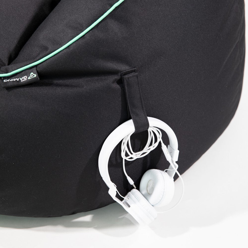 Laser Gaming Fabric Bean Bag Sofa/Chair w/ Headphone Strap & Side Pocket Black — image 4