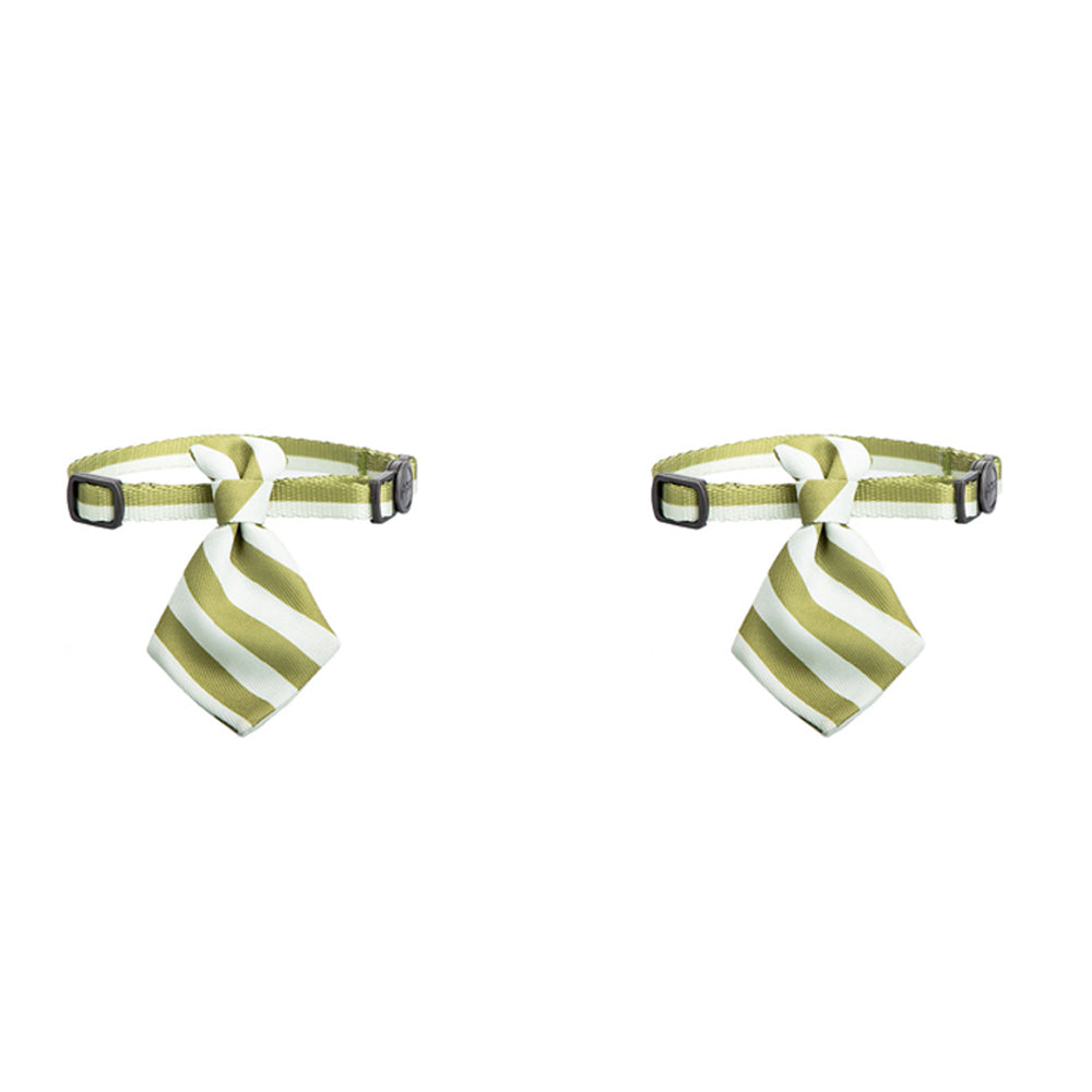 Pidan Adjustable 18-30cm Pet Cat/Kitten Necktie/Collar Accessory Green Stripe (2 Pack)