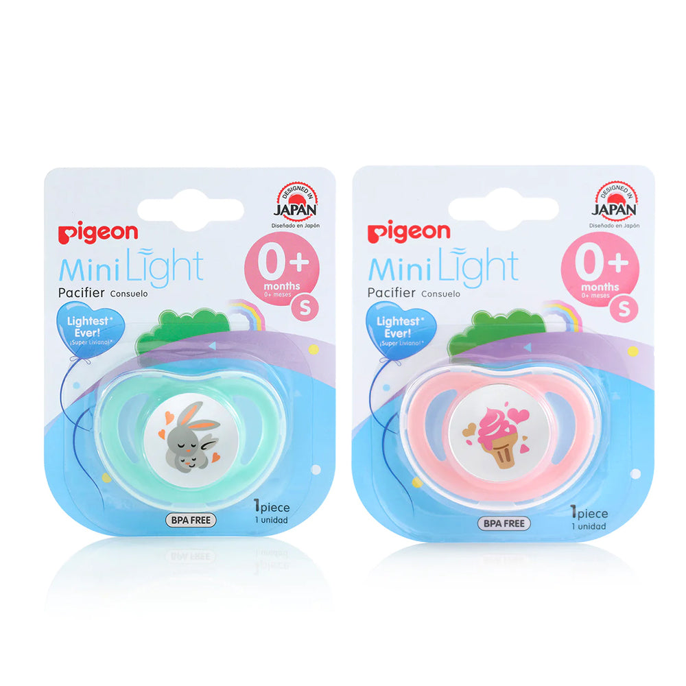Pigeon Minilight Silicone Pacifier/Dummy Small Baby/Newborn 0m+ Assorted (2 Pack)