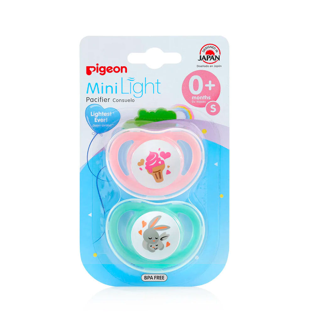 Pigeon Minilight Baby/Infant Pacifier/Dummy Size Small Assorted Ages 0 & Up (2 Pieces)
