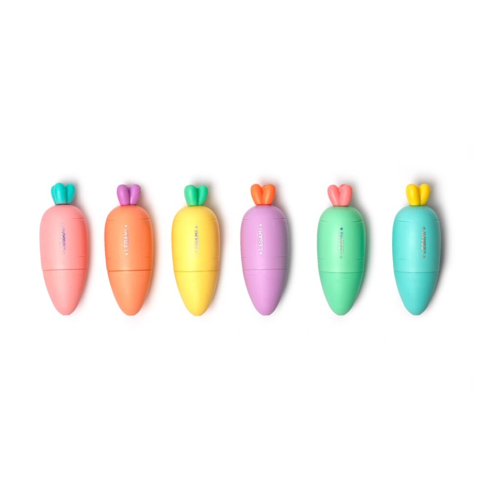 Legami 6pc Legami Mini Highlighters Carrot Shaped Coloured Set Fun Stationery (2 Pack) — image 2