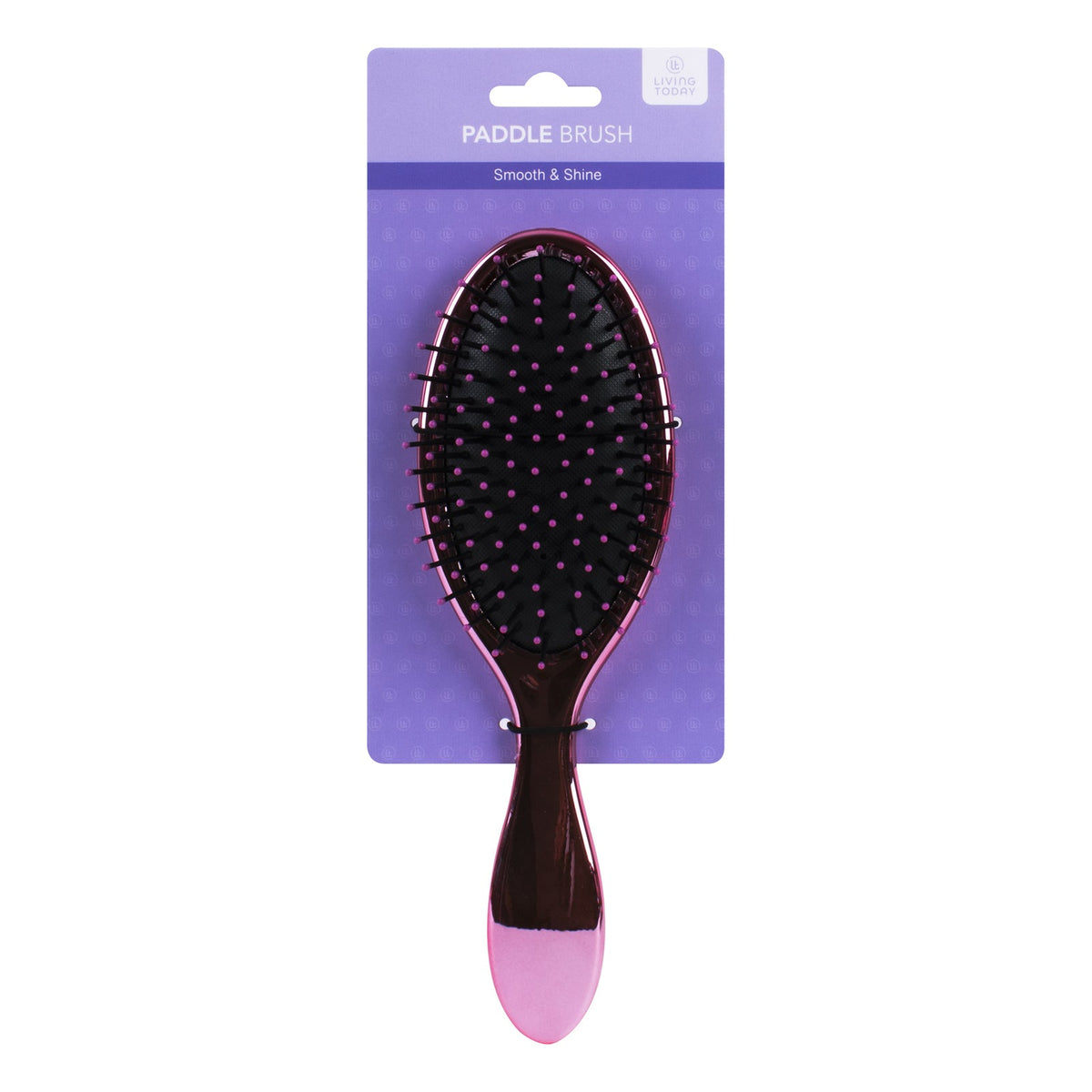 Living Today TPR bristles Anti-Static Oval Paddle Brush Hair Grooming Comb Pink — image 3