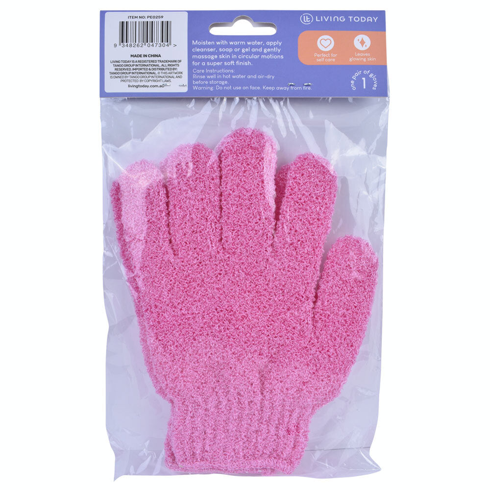 Living Today Exfoliating Shower Body Cleaning Hand Scrub Gloves Assorted (6 Pack) — image 4