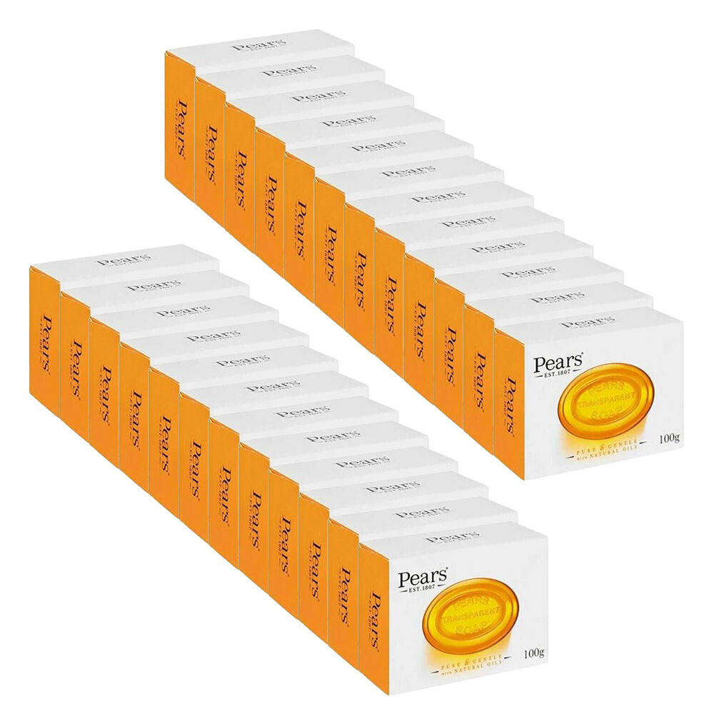 Pears Pure & Gentle Transparent Soap Bar 100g w/ Natural Oils Body Care (24 Pack)