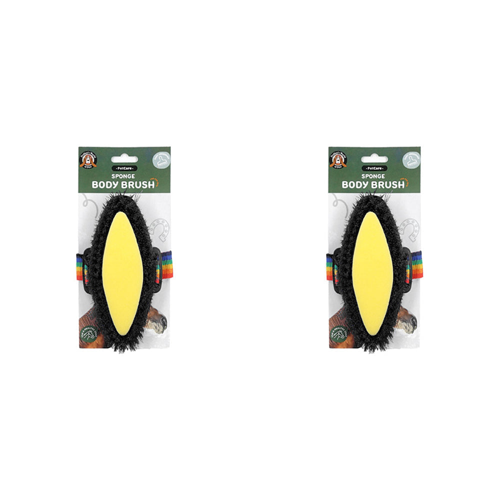 Dudley's World of Pets Horse Maintenance Body Brush With Sponge Assorted (2 Pack)