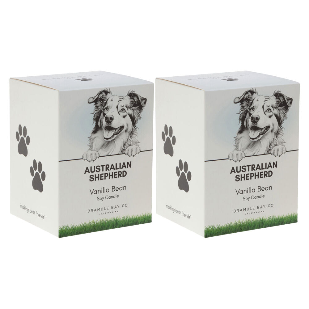 Bramble Bay Australian Shepherd Soy Candle Warm Vanilla Scented 300g (2 Pack)