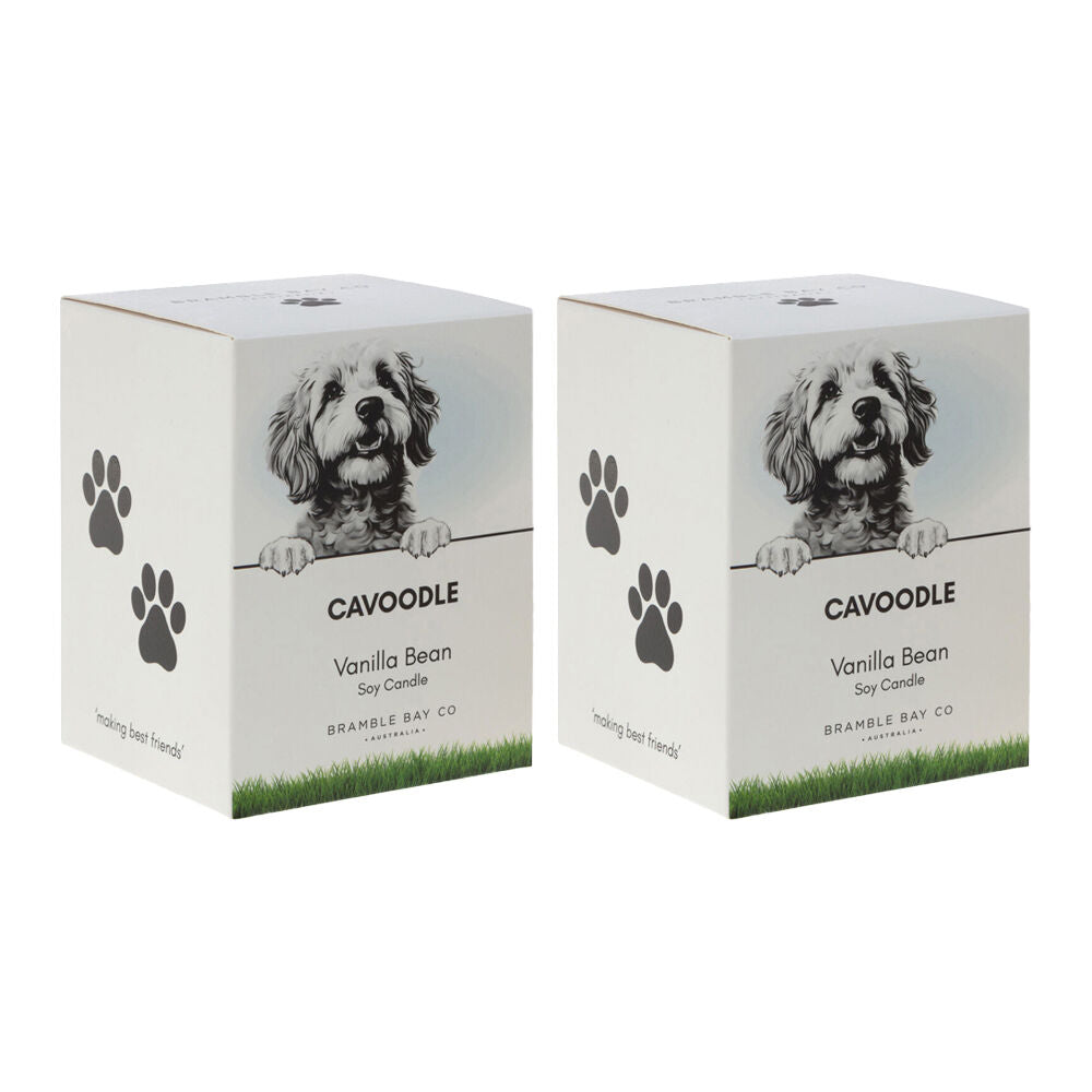 Bramble Bay Cavoodle Soy Candle Warm Vanilla Scented Home Fragrance 300g (2 Pack)