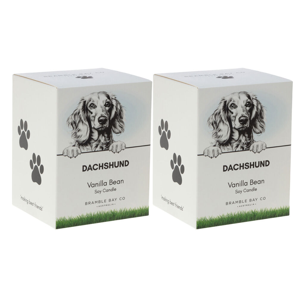 Bramble Bay Dachshund Soy Candle Warm Vanilla Scented Home Fragrance 300g (2 Pack)