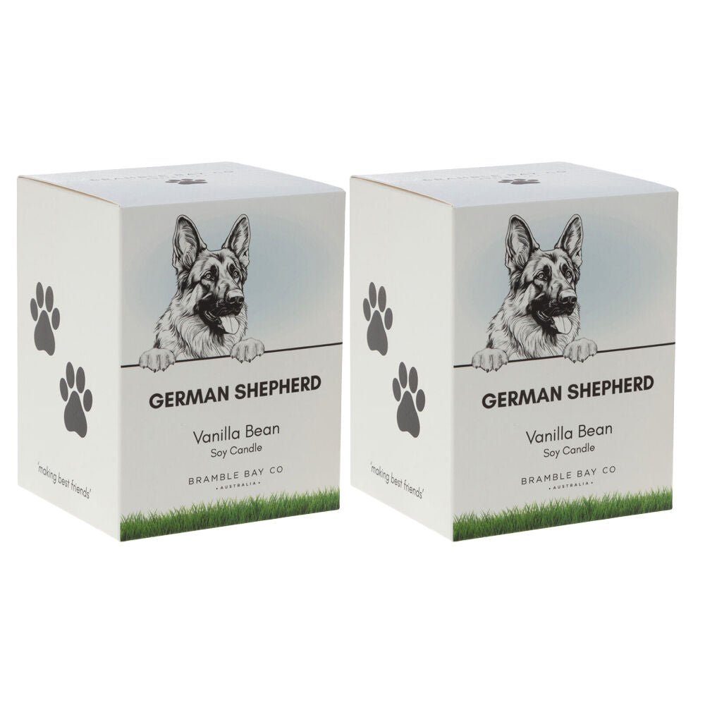 Bramble Bay German Shepherd Soy Candle Warm Vanilla Scented 300g (2 Pack)