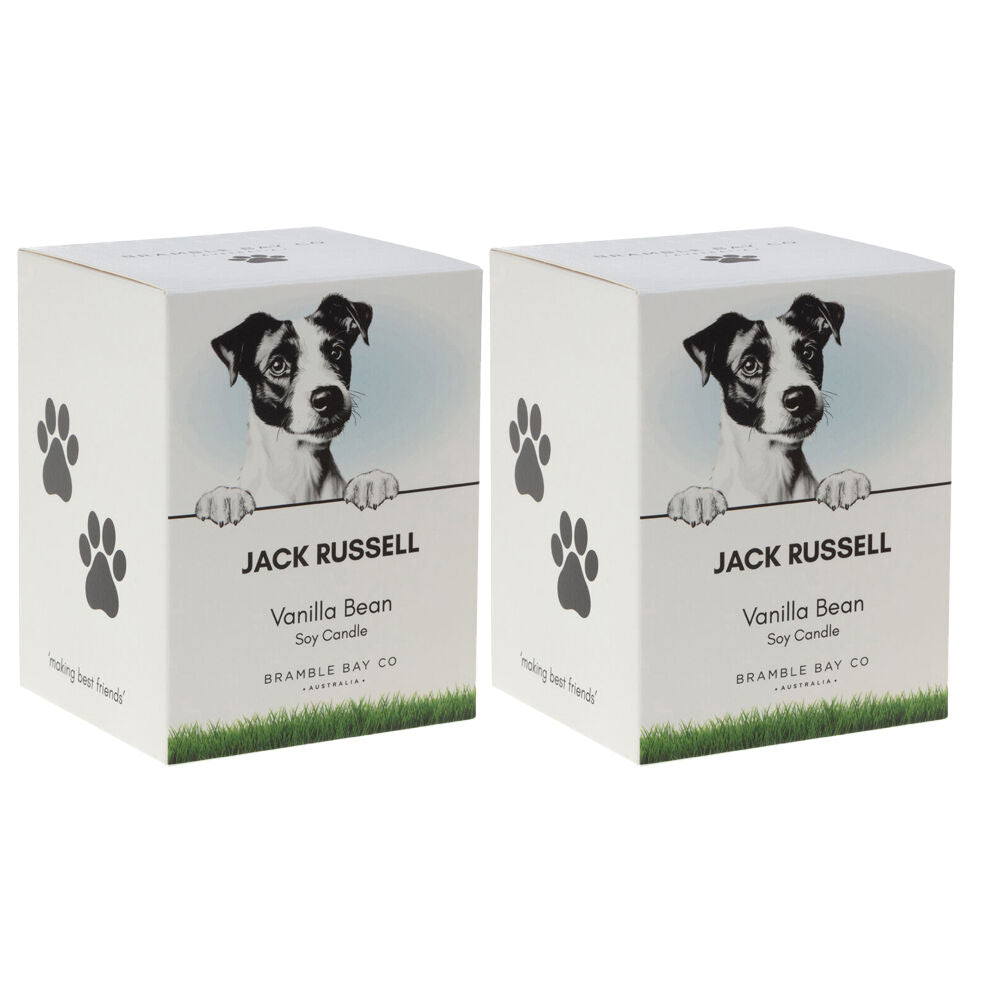 Bramble Bay Jack Russell Terrier Soy Candle Warm Vanilla Scented 300g (2 Pack)