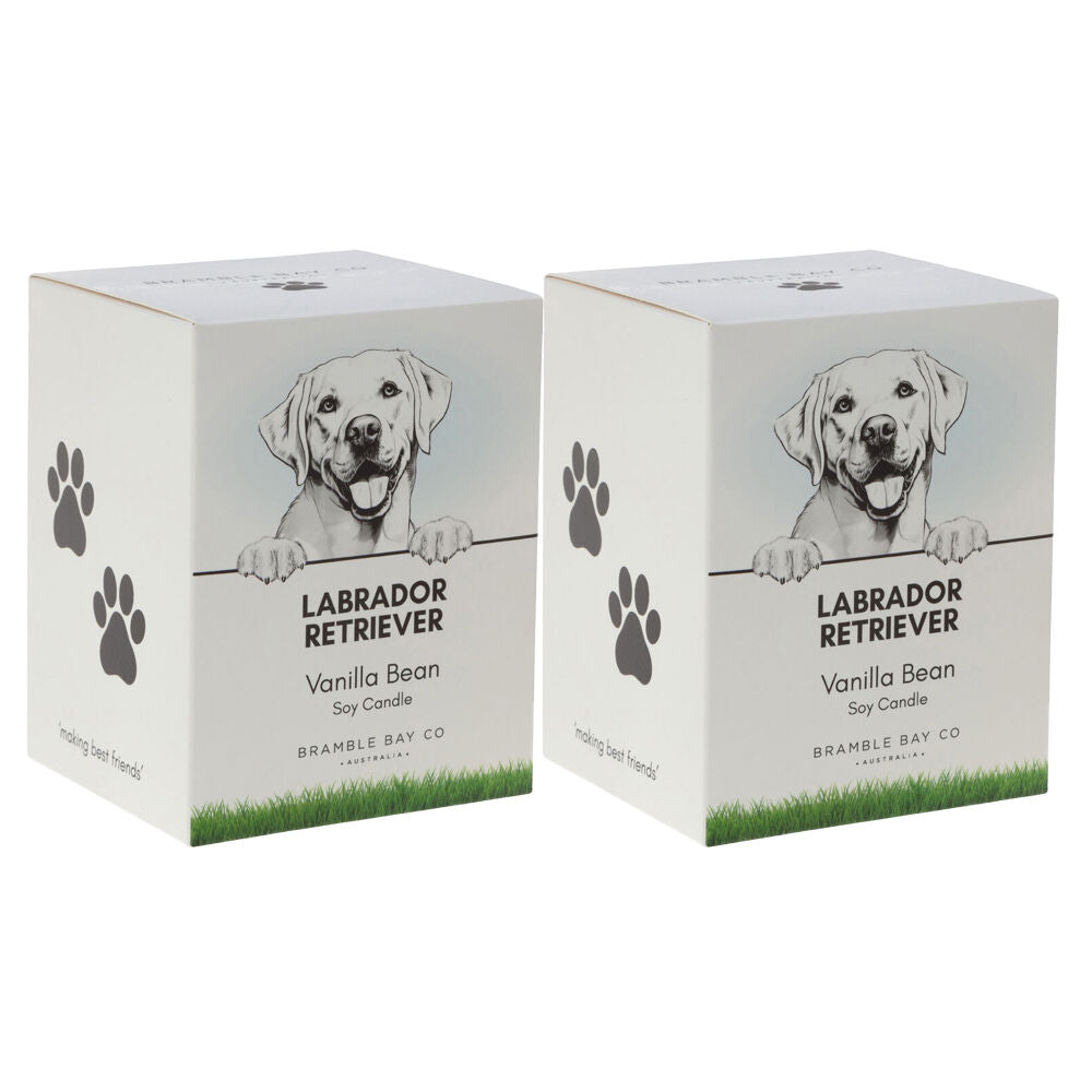 Bramble Bay Labrador Retriever Soy Candle Warm Vanilla Scented 300g (2 Pack)