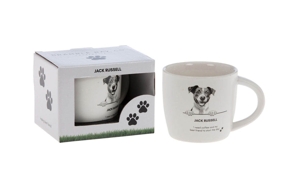 Bramble Bay Jack Russell Dog Print Novelty/Coffee Ceramic Mug White (4 Pack) — image 2