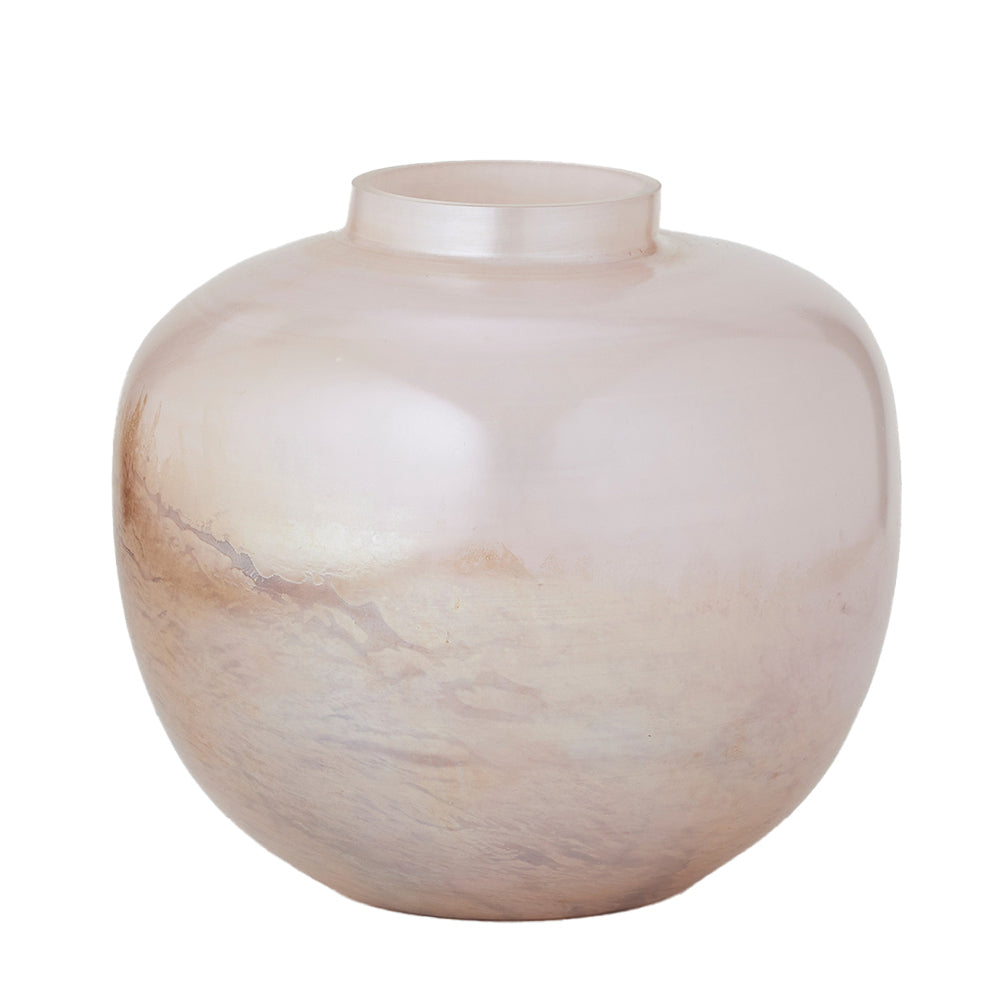 Pilbeam Living Sabine Hand Blown Glass Countertop ombré Pink Vase Small 26x26cm