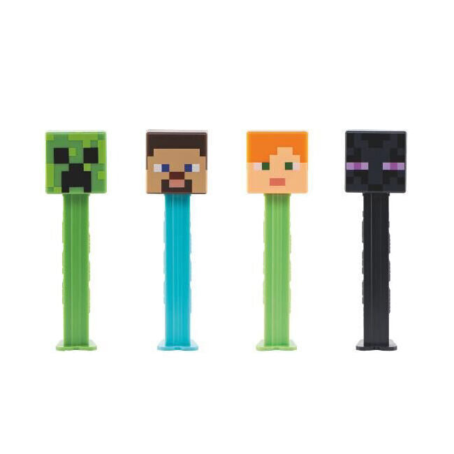 Pez Minecraft Dispenser Flavoured Lollies Assorted 17g Sweets Confectionery (6 Pack)
