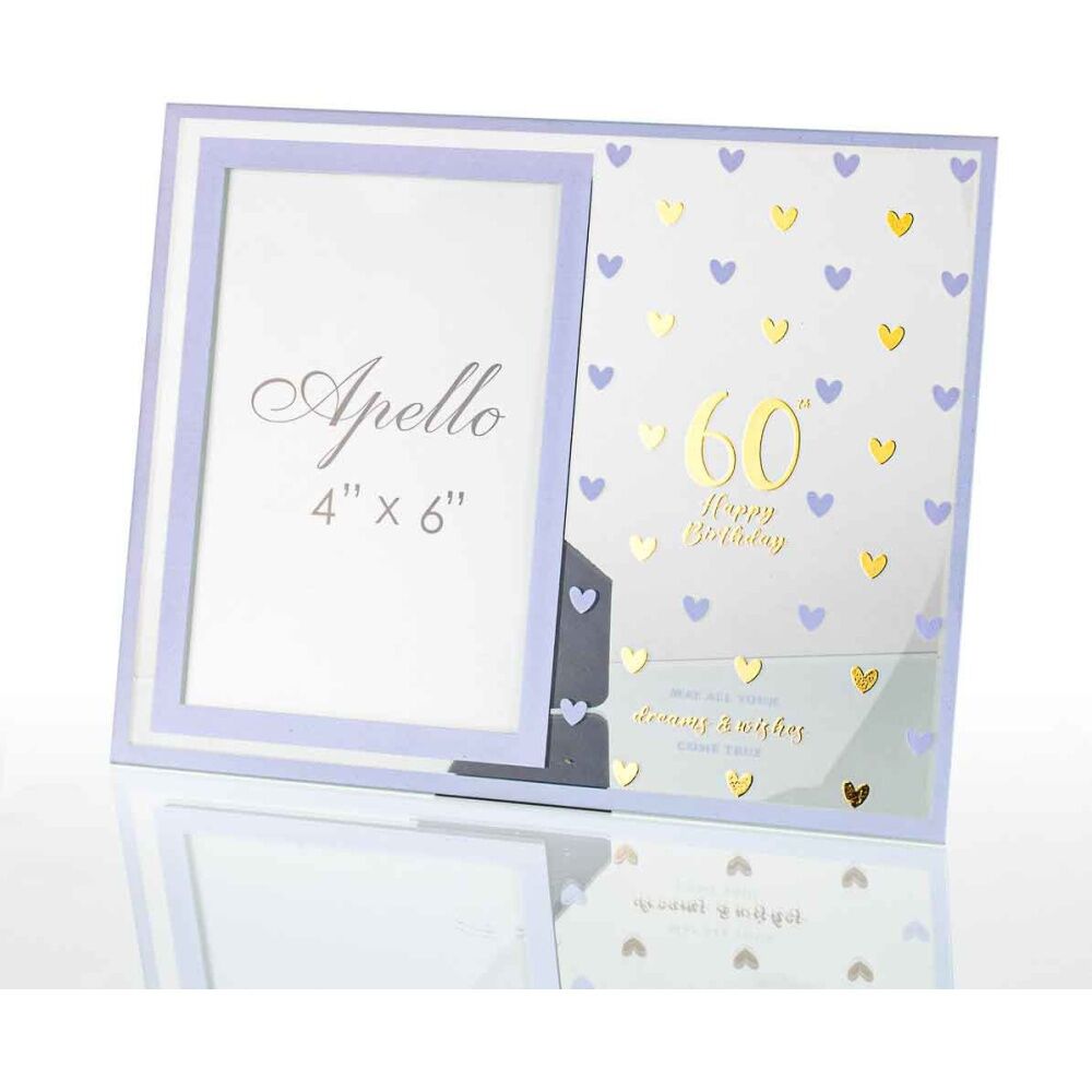 LMD Glass 60th Sweet Hearts Glass Photo Picture Frame Decoration 18x19cm (2 Pack) — image 3
