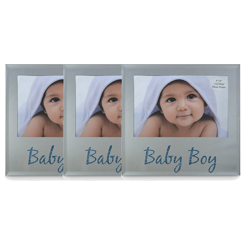 LMD Baby Boy 6x4 Inch Newborn Keepsake Memories Novelty Photo Display Frame (3 Pack)