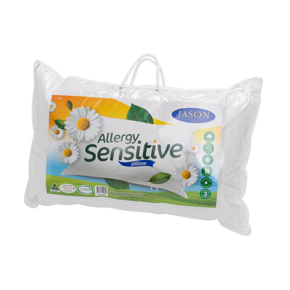 Jason Firm Feel Allergy Sensitive Washable Bed Sleeping Pillow 48 x 73cm White