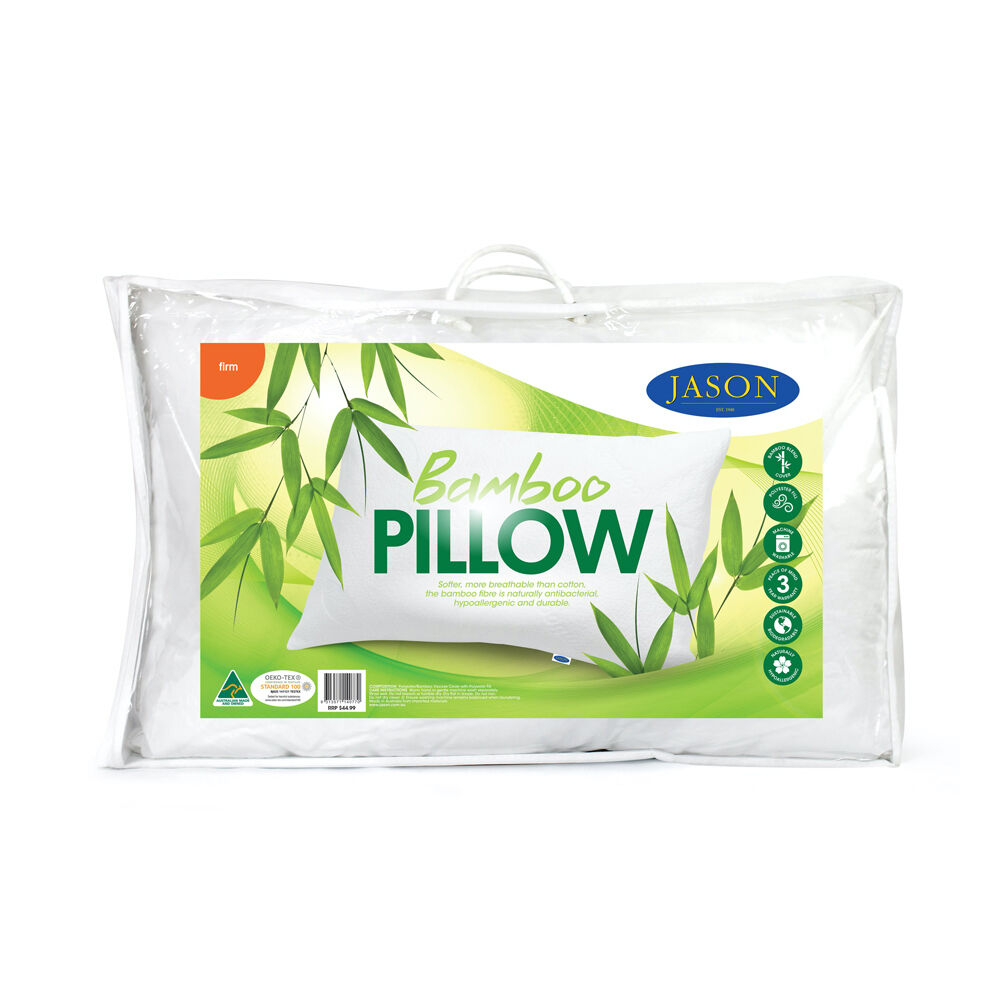 Jason Firm Feel Soft Rectangle Sleeping Pillow Cushion w/ Bamboo Cover White (2 Pack) — image 2