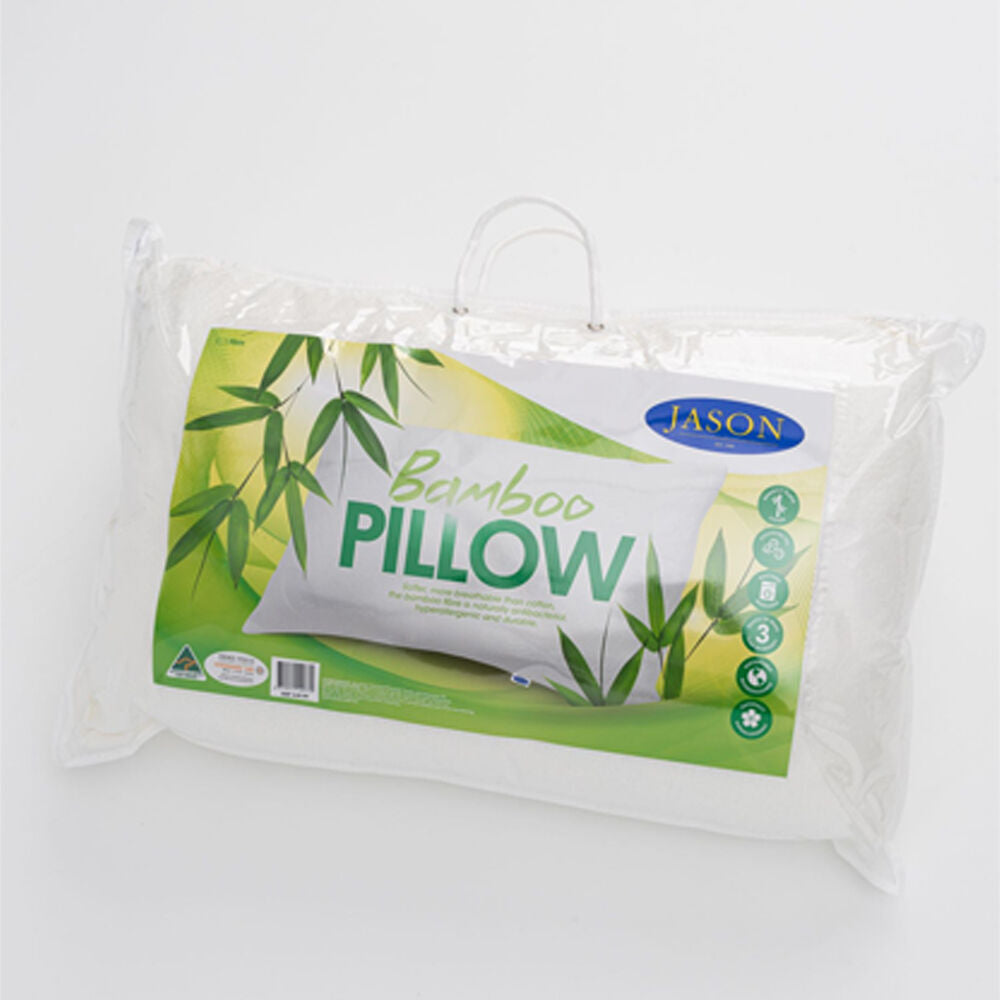 Jason Firm Feel Soft Rectangle Sleeping Pillow Cushion w/ Bamboo Cover White (2 Pack) — image 4