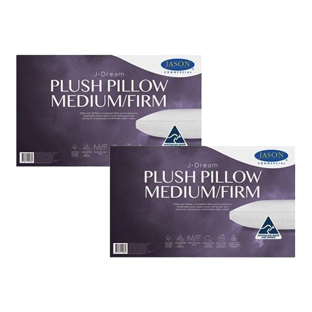 Jason Commercial J-Dream Plush Medium/Firm Gusseted Pillow Standard 48x73cm (2 Pack)