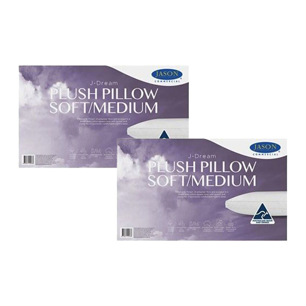 Jason Commercial J-Dream Plush Soft/Medium Gusseted Pillow Standard 48x73cm (2 Pack)
