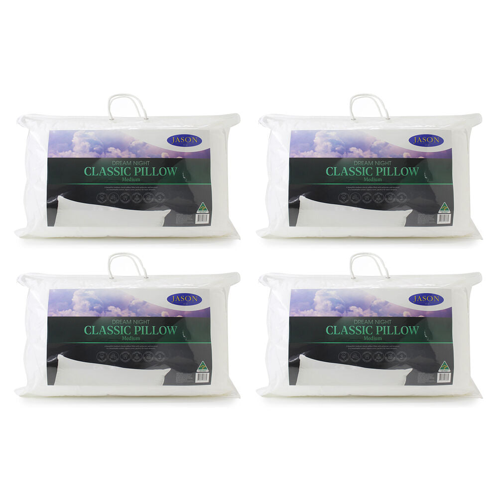 Jason Dream Night Firm Pillow Head Neck Support/Resting (4 Pack)